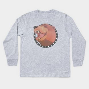 Cheeseburger loving bear Kids Long Sleeve T-Shirt